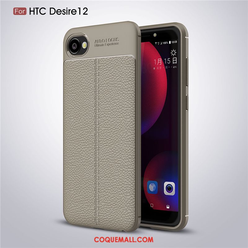 Étui Htc Desire 12 Fluide Doux Incassable Protection, Coque Htc Desire 12 Noir Modèle Fleurie