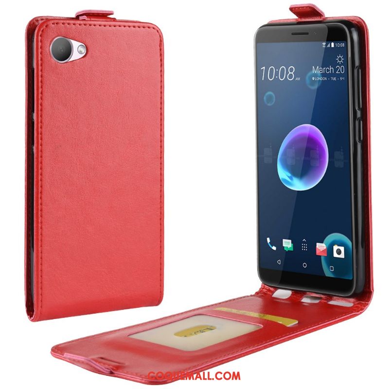 Étui Htc Desire 12 Protection Étui En Cuir Rouge, Coque Htc Desire 12 Téléphone Portable