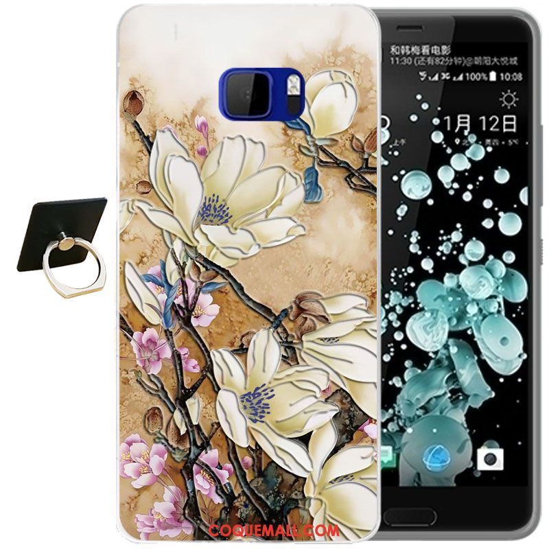 Étui Htc U Ultra Dessin Animé Bleu Téléphone Portable, Coque Htc U Ultra Fleur Fluide Doux