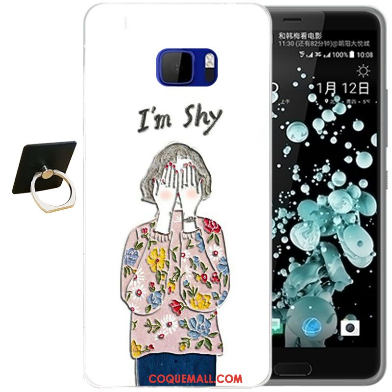 Étui Htc U Ultra Dessin Animé Bleu Téléphone Portable, Coque Htc U Ultra Fleur Fluide Doux