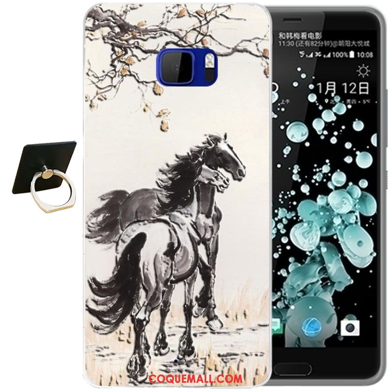 Étui Htc U Ultra Dessin Animé Bleu Téléphone Portable, Coque Htc U Ultra Fleur Fluide Doux