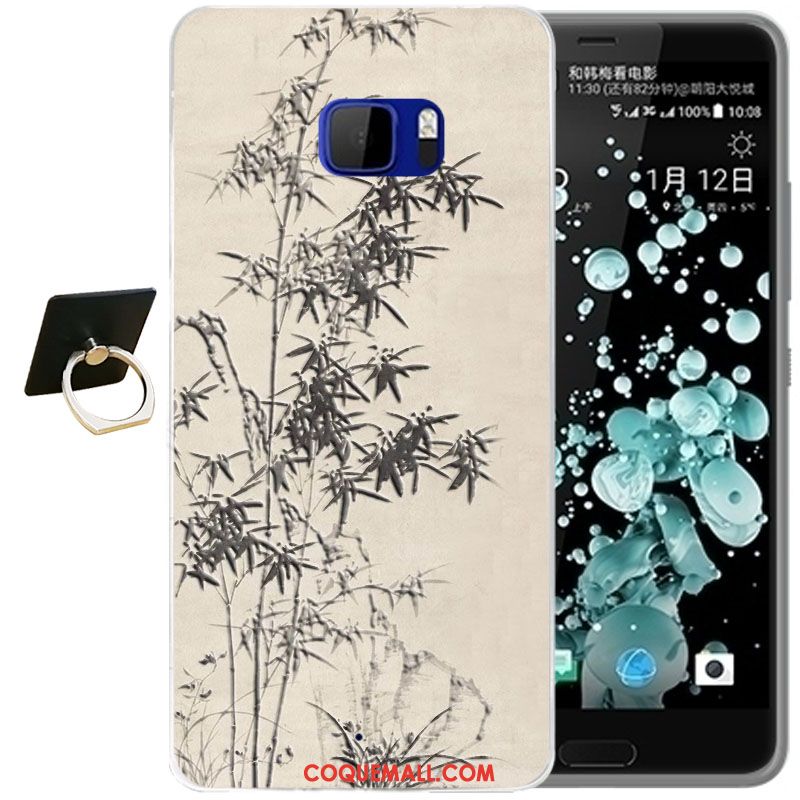 Étui Htc U Ultra Dessin Animé Bleu Téléphone Portable, Coque Htc U Ultra Fleur Fluide Doux