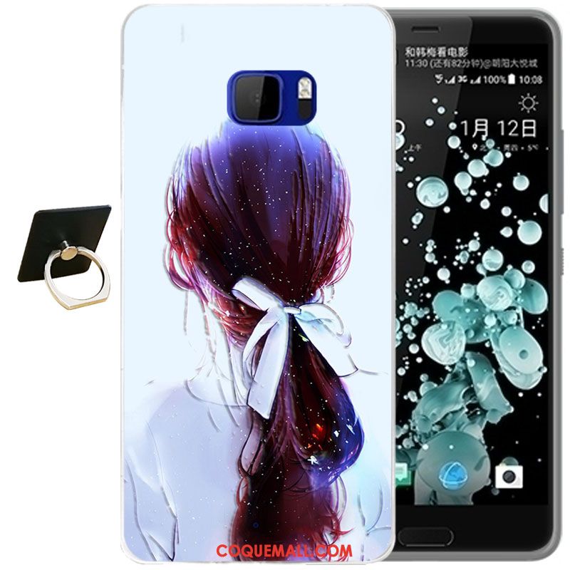 Étui Htc U Ultra Dessin Animé Bleu Téléphone Portable, Coque Htc U Ultra Fleur Fluide Doux
