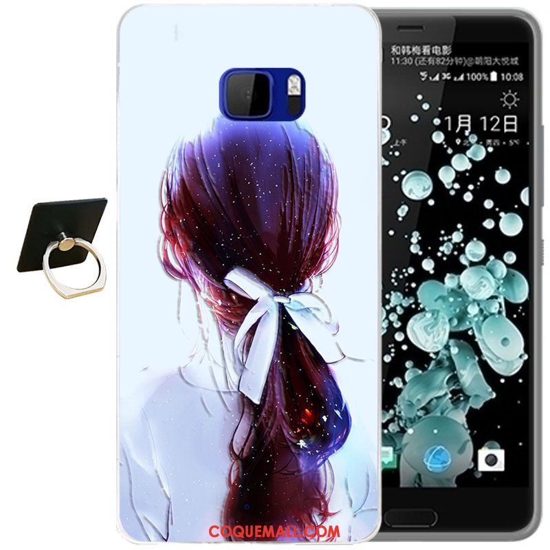 Étui Htc U Ultra Dessin Animé Bleu Téléphone Portable, Coque Htc U Ultra Fleur Fluide Doux