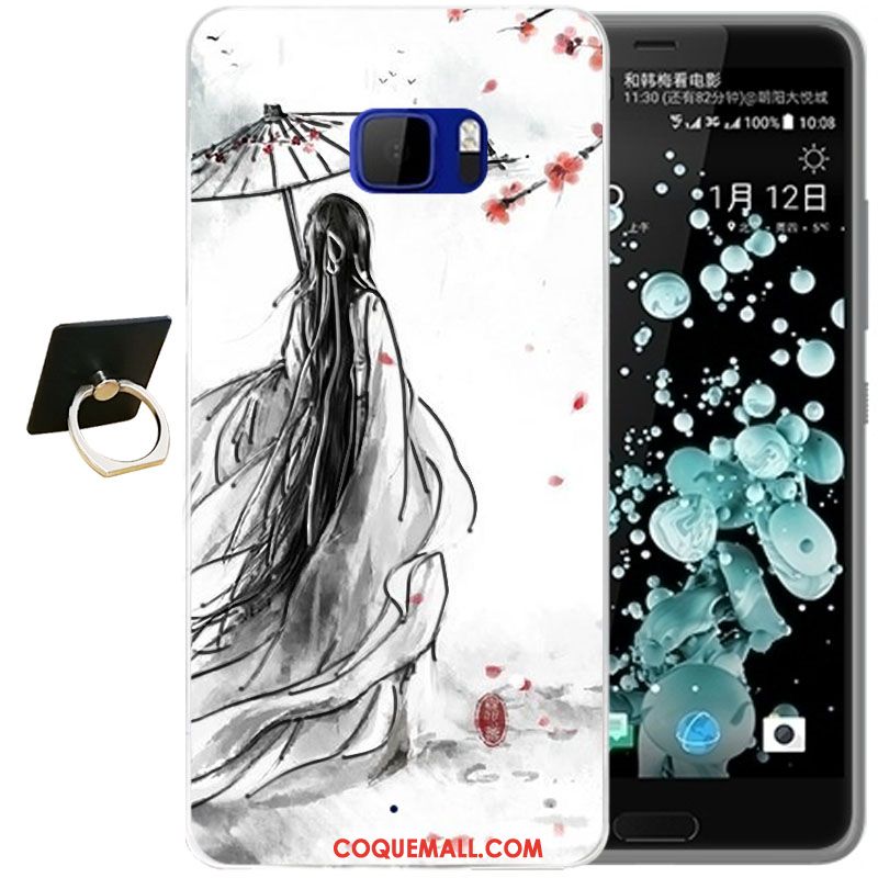 Étui Htc U Ultra Dessin Animé Bleu Téléphone Portable, Coque Htc U Ultra Fleur Fluide Doux