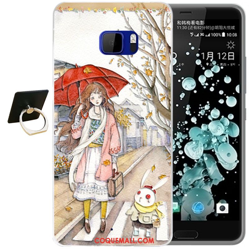 Étui Htc U Ultra Dessin Animé Bleu Téléphone Portable, Coque Htc U Ultra Fleur Fluide Doux