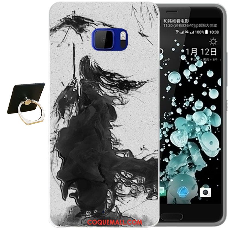 Étui Htc U Ultra Dessin Animé Bleu Téléphone Portable, Coque Htc U Ultra Fleur Fluide Doux