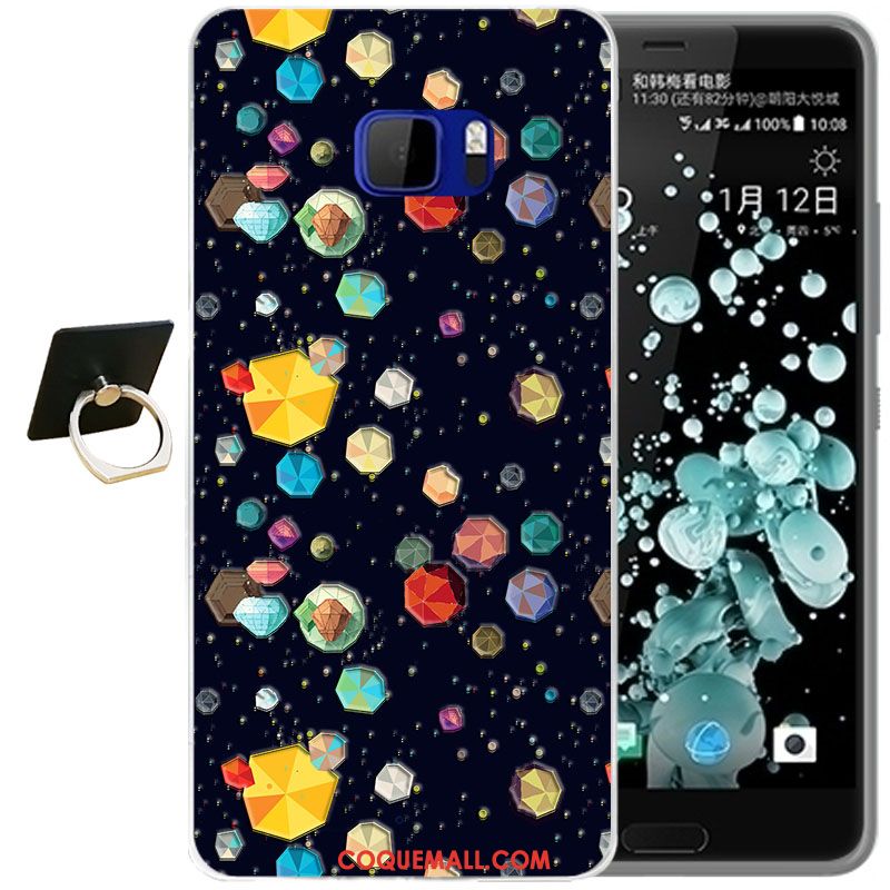 Étui Htc U Ultra Dessin Animé Bleu Téléphone Portable, Coque Htc U Ultra Fleur Fluide Doux