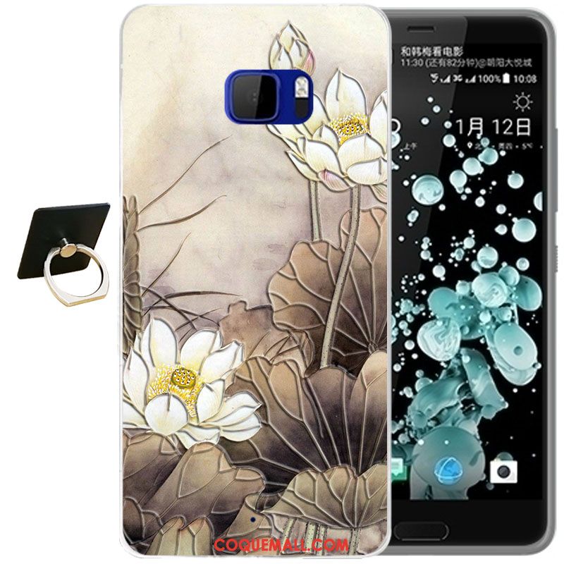 Étui Htc U Ultra Dessin Animé Bleu Téléphone Portable, Coque Htc U Ultra Fleur Fluide Doux