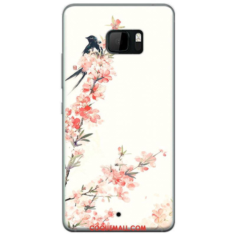 Étui Htc U Ultra Rose Fluide Doux Encre, Coque Htc U Ultra Personnalité Noir