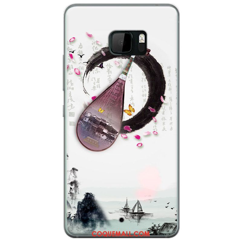 Étui Htc U Ultra Rose Fluide Doux Encre, Coque Htc U Ultra Personnalité Noir