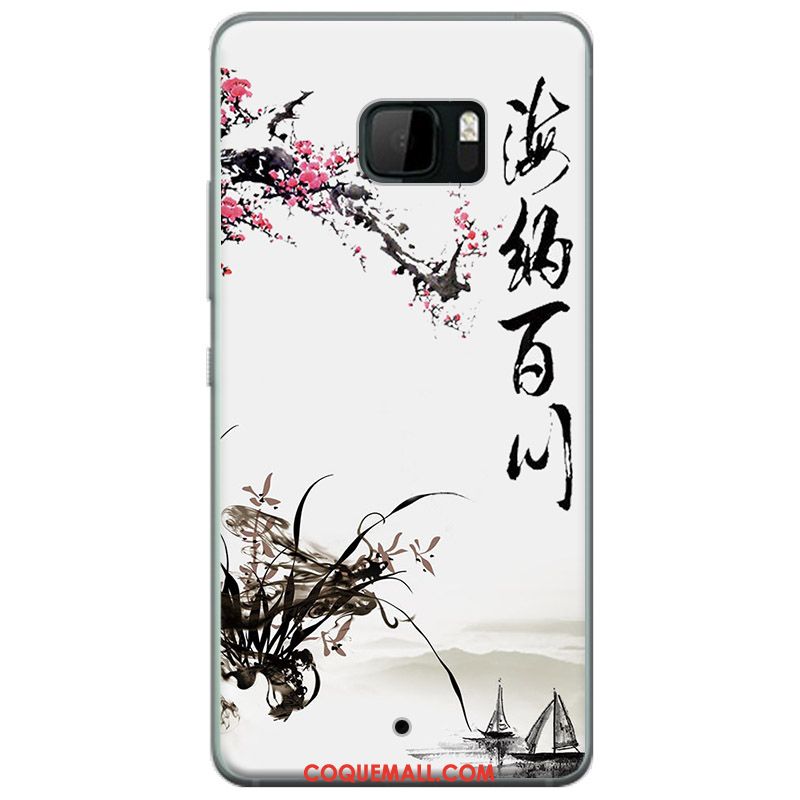 Étui Htc U Ultra Rose Fluide Doux Encre, Coque Htc U Ultra Personnalité Noir