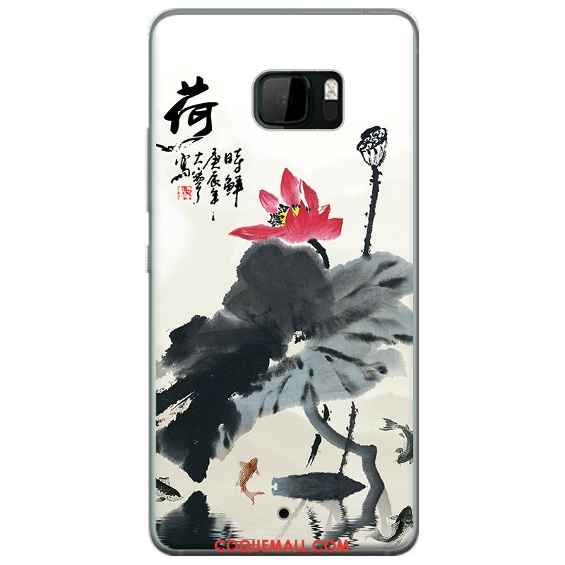 Étui Htc U Ultra Rose Fluide Doux Encre, Coque Htc U Ultra Personnalité Noir