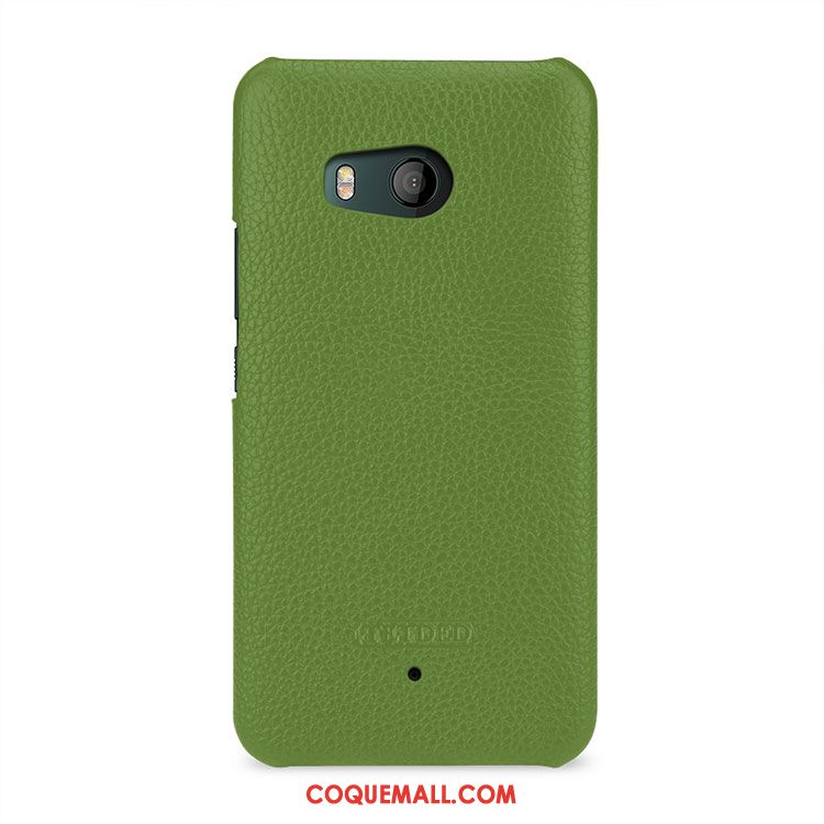 Étui Htc U11 Cuir Véritable Simple Vert, Coque Htc U11 Téléphone Portable Protection