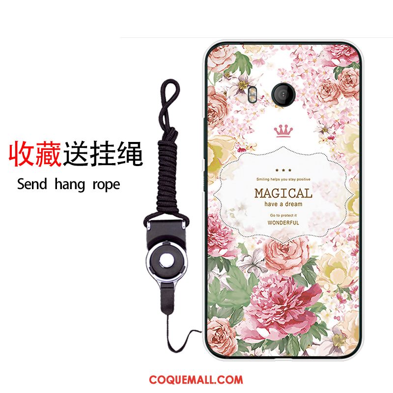 Étui Htc U11 Incassable Téléphone Portable Fluide Doux, Coque Htc U11 Peinture Rose