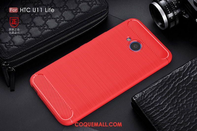 Étui Htc U11 Life Protection Incassable Fluide Doux, Coque Htc U11 Life Rouge Téléphone Portable