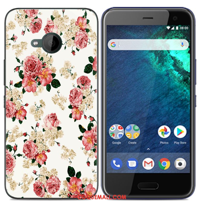 Étui Htc U11 Life Tout Compris Silicone Noir, Coque Htc U11 Life Fluide Doux Peinture