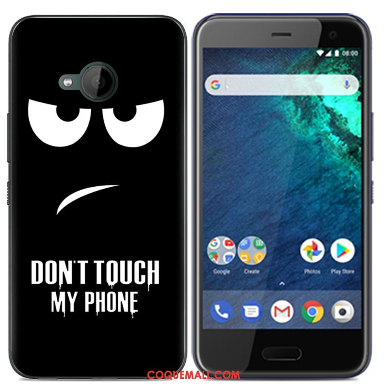 Étui Htc U11 Life Tout Compris Silicone Noir, Coque Htc U11 Life Fluide Doux Peinture