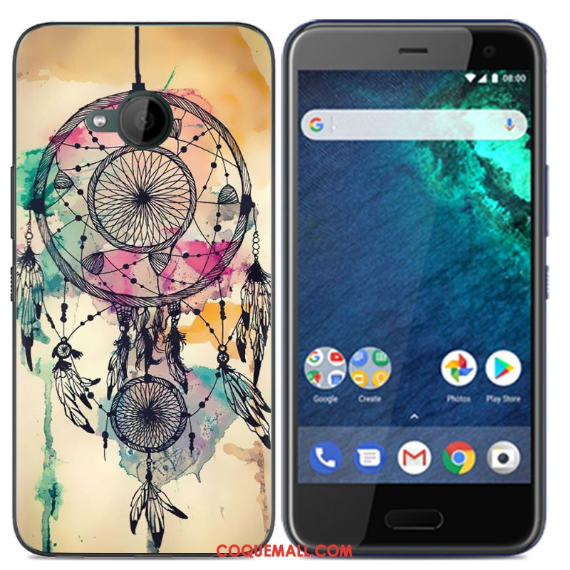 Étui Htc U11 Life Tout Compris Silicone Noir, Coque Htc U11 Life Fluide Doux Peinture