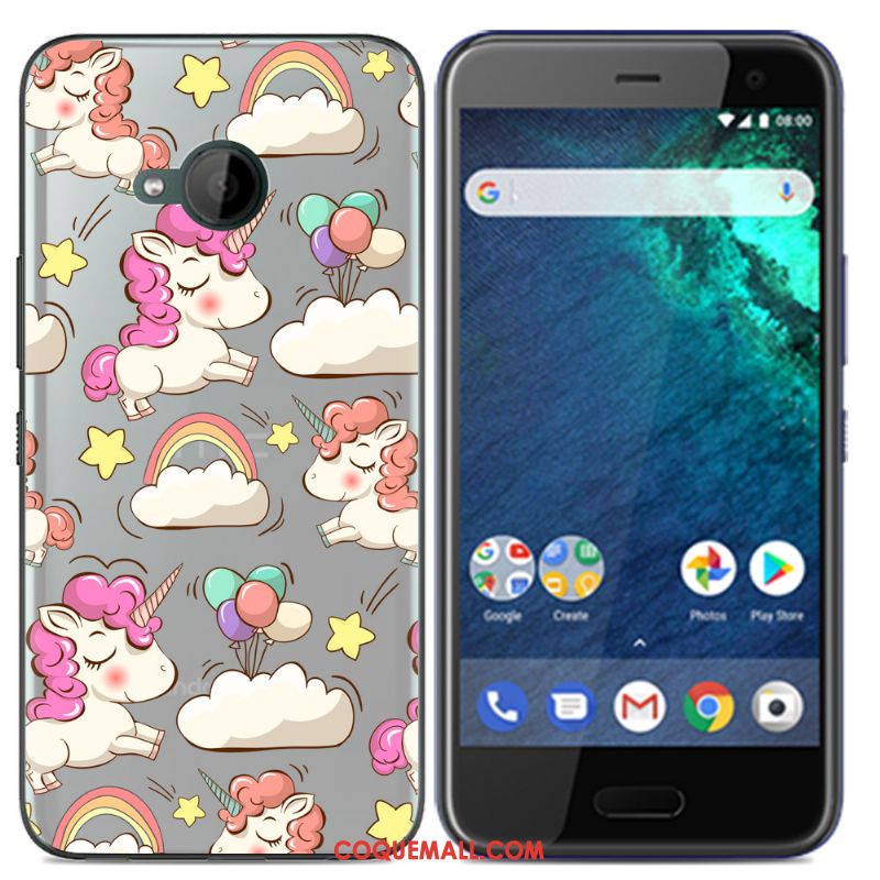 Étui Htc U11 Life Tout Compris Silicone Noir, Coque Htc U11 Life Fluide Doux Peinture