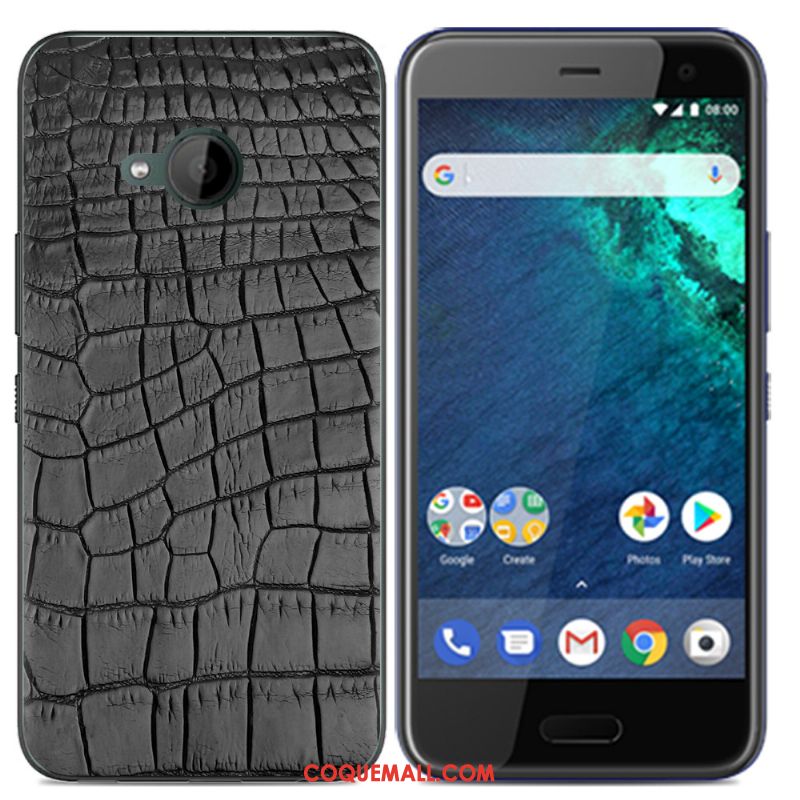 Étui Htc U11 Life Tout Compris Silicone Noir, Coque Htc U11 Life Fluide Doux Peinture