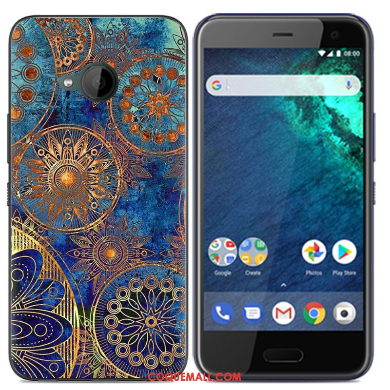 Étui Htc U11 Life Tout Compris Silicone Noir, Coque Htc U11 Life Fluide Doux Peinture