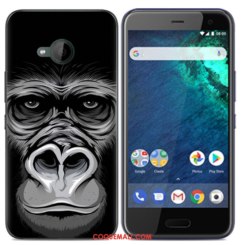 Étui Htc U11 Life Tout Compris Silicone Noir, Coque Htc U11 Life Fluide Doux Peinture