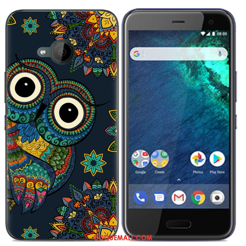 Étui Htc U11 Life Tout Compris Silicone Noir, Coque Htc U11 Life Fluide Doux Peinture