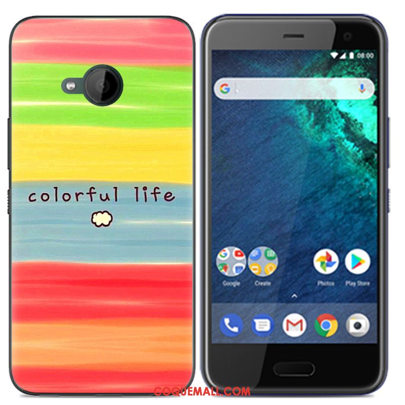 Étui Htc U11 Life Tout Compris Silicone Noir, Coque Htc U11 Life Fluide Doux Peinture