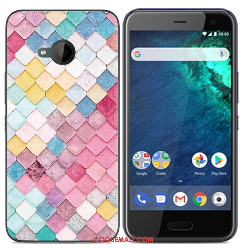 Étui Htc U11 Life Tout Compris Silicone Noir, Coque Htc U11 Life Fluide Doux Peinture