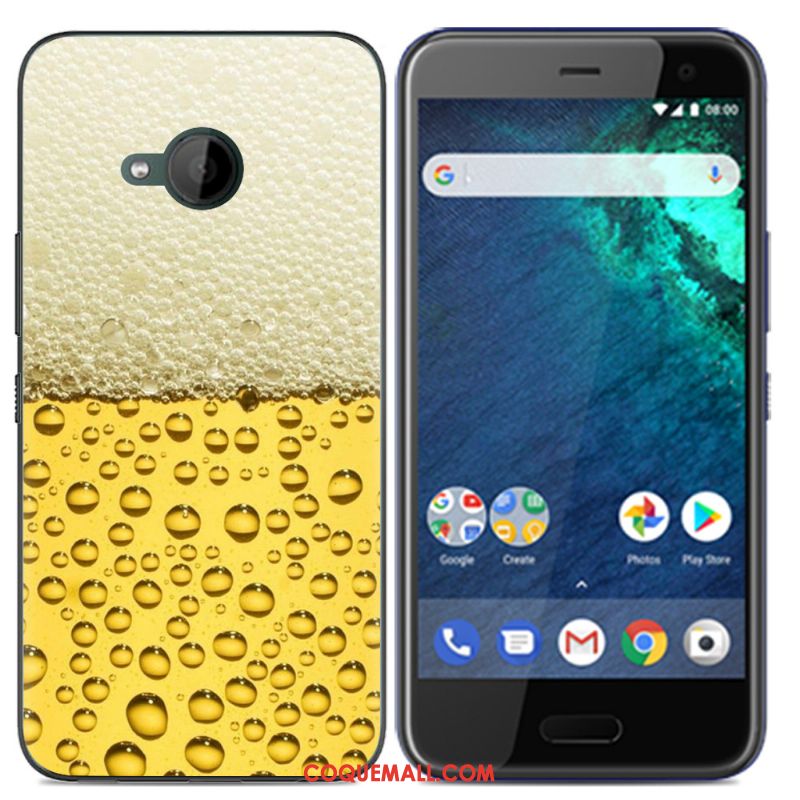 Étui Htc U11 Life Tout Compris Silicone Noir, Coque Htc U11 Life Fluide Doux Peinture