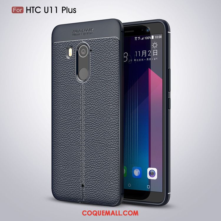 Étui Htc U11+ Modèle Fleurie Noir Téléphone Portable, Coque Htc U11+ Fluide Doux Cuir