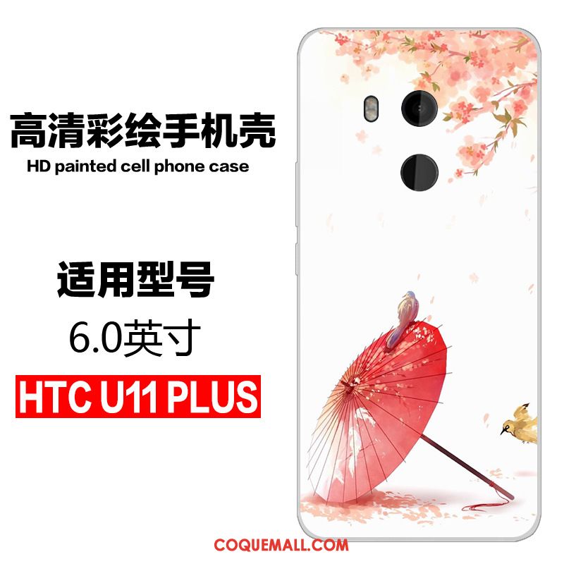 Étui Htc U11+ Personnalité Rose Silicone, Coque Htc U11+ Protection Dessin Animé