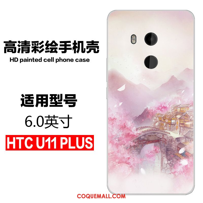 Étui Htc U11+ Personnalité Rose Silicone, Coque Htc U11+ Protection Dessin Animé