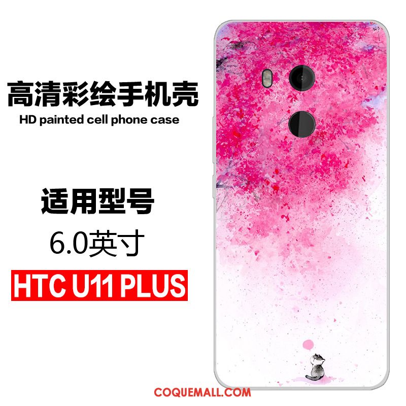 Étui Htc U11+ Personnalité Rose Silicone, Coque Htc U11+ Protection Dessin Animé