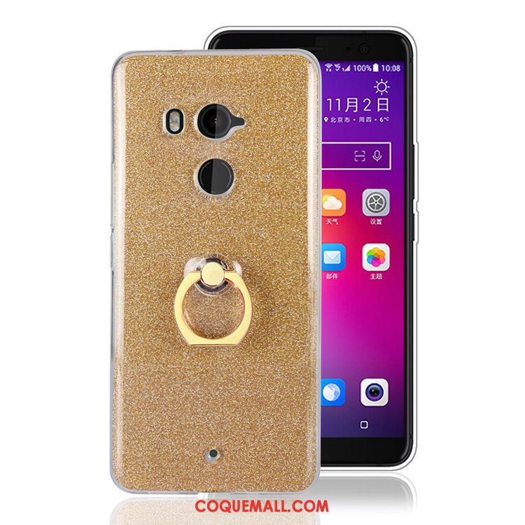 Étui Htc U11+ Protection Anneau Rose, Coque Htc U11+ Noir Ornements Suspendus