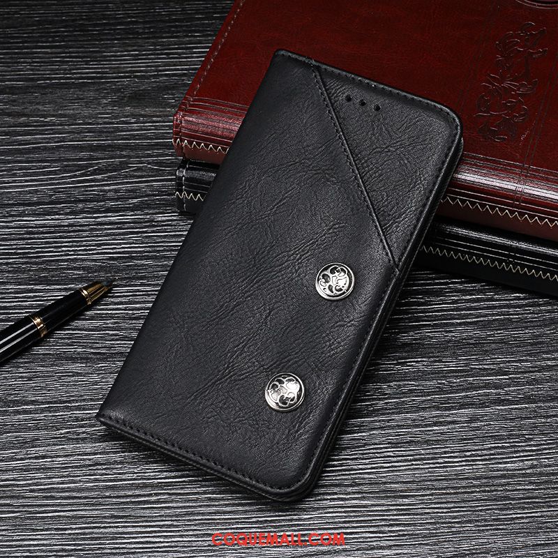 Étui Htc U11+ Téléphone Portable Noir Incassable, Coque Htc U11+ Étui En Cuir Vintage