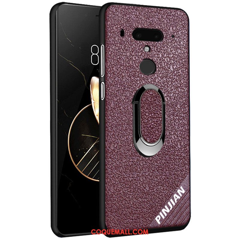 Étui Htc U12+ Anneau Mode Similicuir, Coque Htc U12+ Modèle Fleurie Incassable