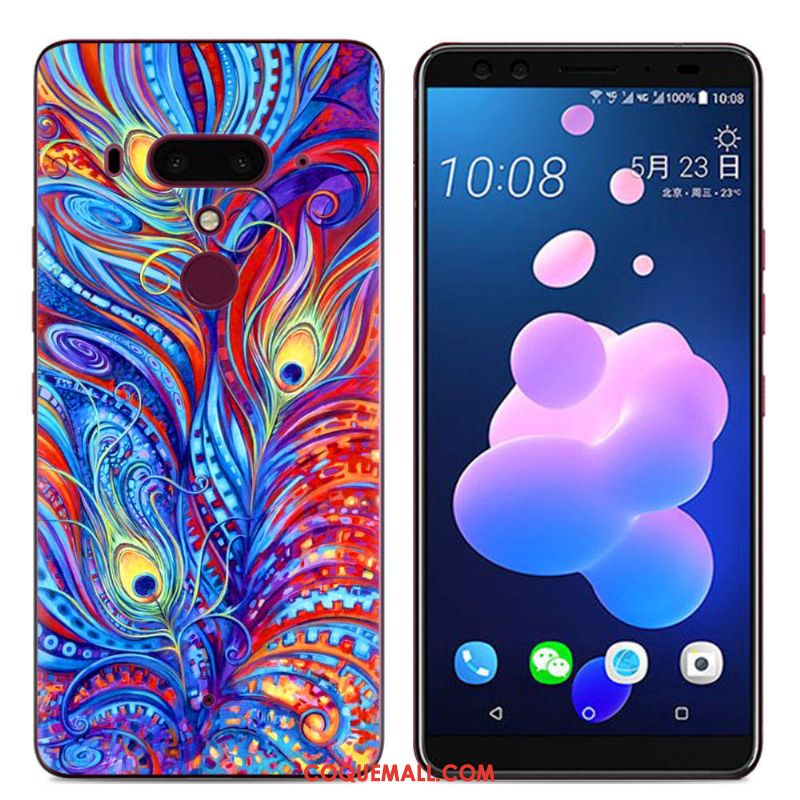 Étui Htc U12+ Bordure Incassable Peinture, Coque Htc U12+ Fluide Doux Téléphone Portable