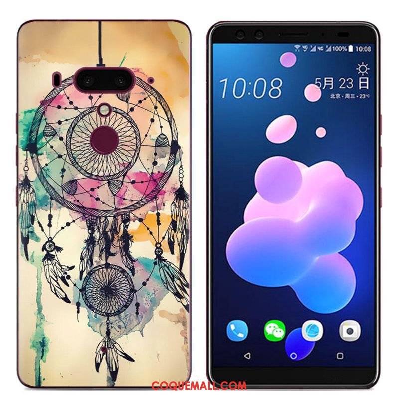 Étui Htc U12+ Bordure Incassable Peinture, Coque Htc U12+ Fluide Doux Téléphone Portable