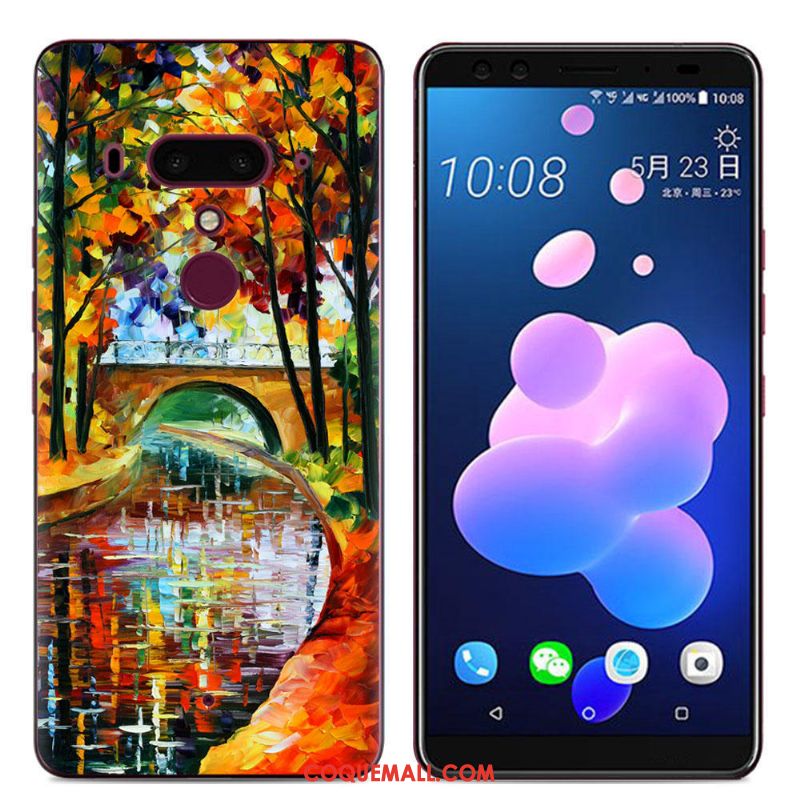 Étui Htc U12+ Bordure Incassable Peinture, Coque Htc U12+ Fluide Doux Téléphone Portable