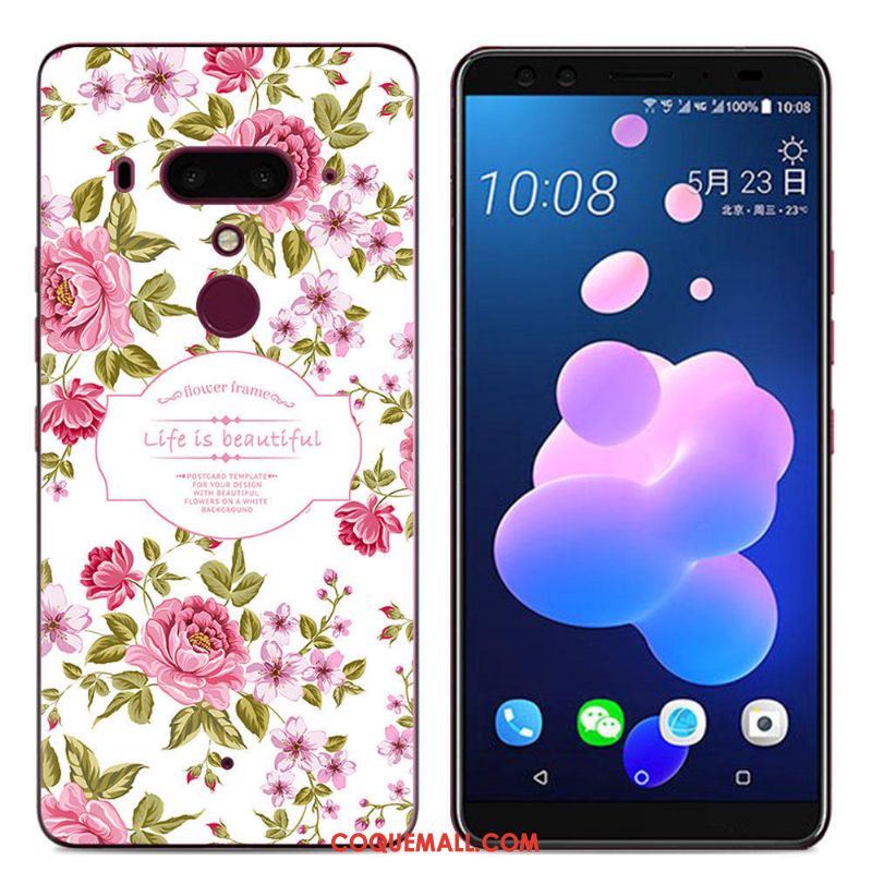 Étui Htc U12+ Bordure Incassable Peinture, Coque Htc U12+ Fluide Doux Téléphone Portable