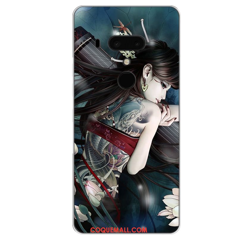 Étui Htc U12+ Dessin Animé Violet Fluide Doux, Coque Htc U12+ Protection Tout Compris