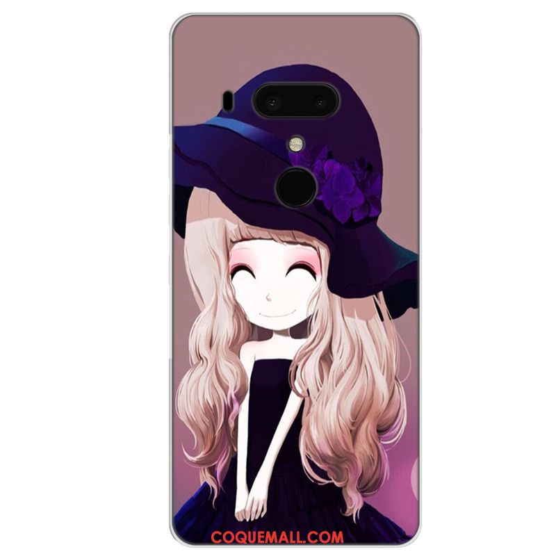 Étui Htc U12+ Dessin Animé Violet Fluide Doux, Coque Htc U12+ Protection Tout Compris