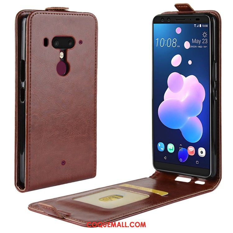 Étui Htc U12+ Incassable Protection Étui En Cuir, Coque Htc U12+ Téléphone Portable Rouge