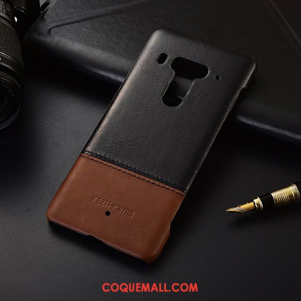 Étui Htc U12+ Manuel Protection Pure, Coque Htc U12+ Marron Cuir Véritable