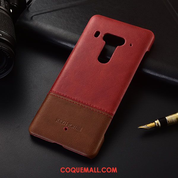 Étui Htc U12+ Manuel Protection Pure, Coque Htc U12+ Marron Cuir Véritable