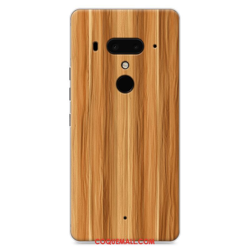 Étui Htc U12+ Nouveau Grain De Bois Modèle Fleurie, Coque Htc U12+ Noir Téléphone Portable