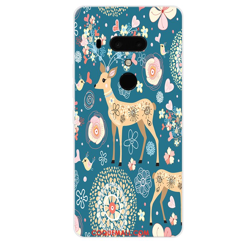 Étui Htc U12+ Personnalisé Charmant Art, Coque Htc U12+ Simple Bleu