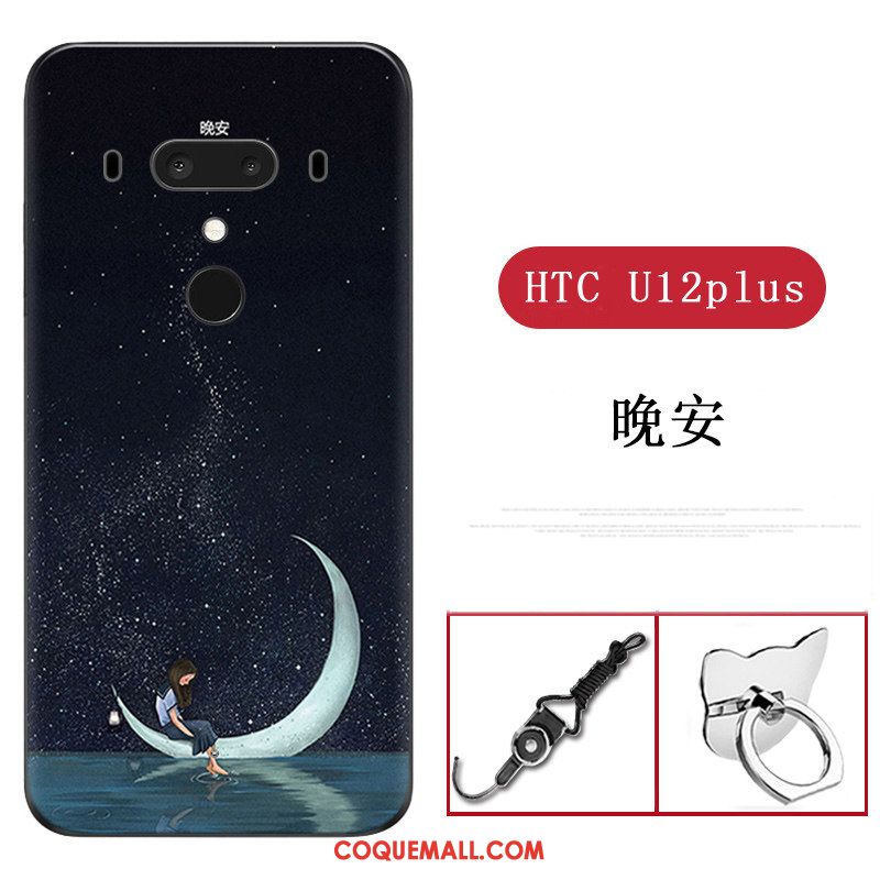 Étui Htc U12+ Protection Bleu Personnalité, Coque Htc U12+ Silicone Tendance